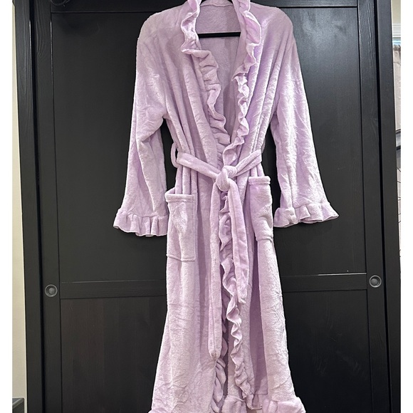 Lavender Ruffle Trim Women's Robe - Picture 1 of 6